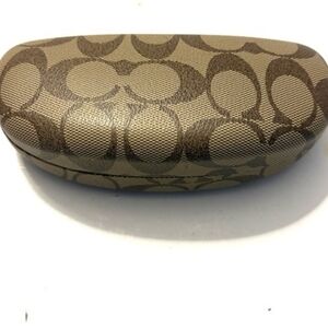 Coach Signature C Logo Hardshell Brown & Tan Clamshell Sunglass Eyeglass Case